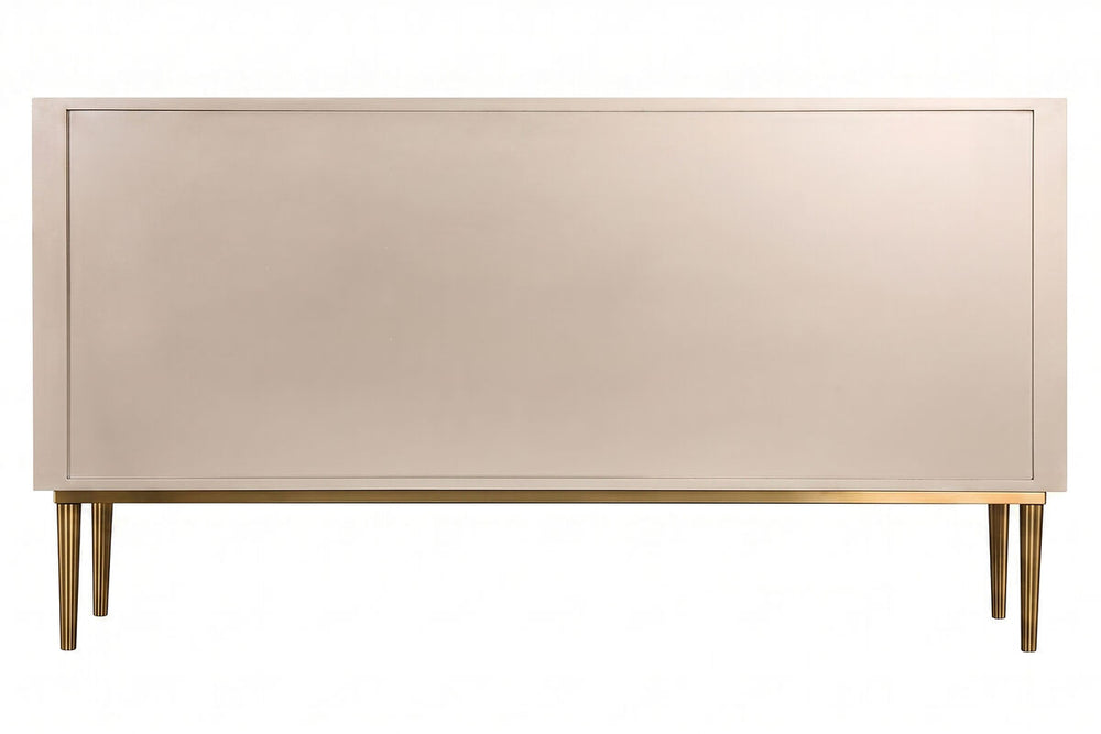 Three-door sideboard featuring a sleek, minimalist design with a smooth, light-colored finish.