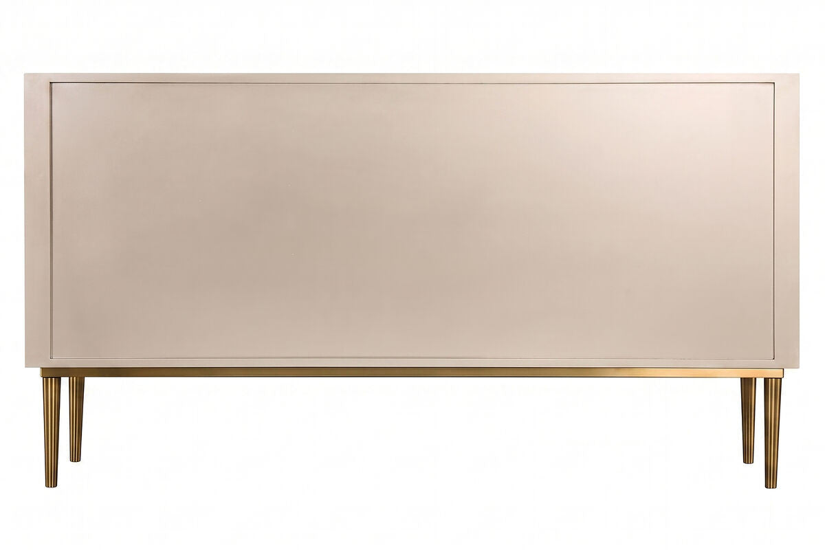 Three-door sideboard featuring a sleek, minimalist design with a smooth, light-colored finish.