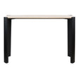 Cream marble top console table featuring a sleek black acacia wood frame.