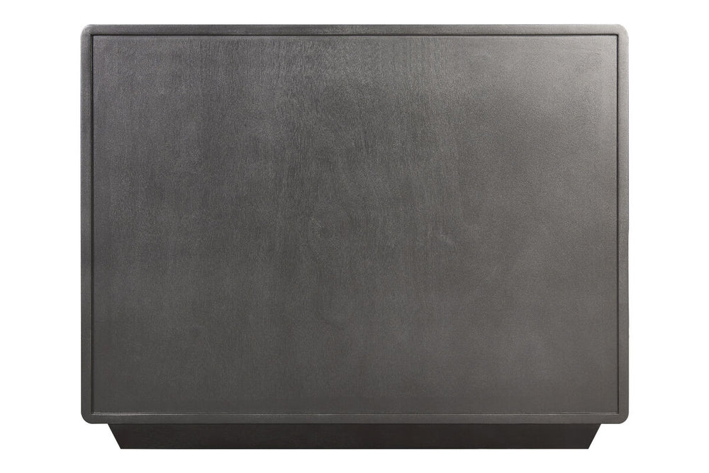 Three-drawer chest featuring a sleek brown-grey wood veneer finish, with a smooth top surface and minimalist design.