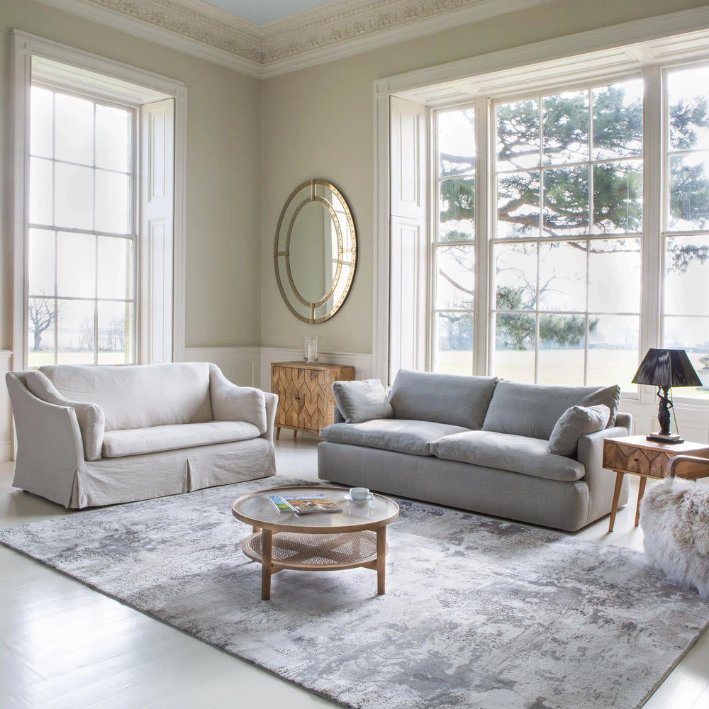 Carlo (Malone) Large 2 Seater Sofa in Beige Linen Fabric as Loose Cover