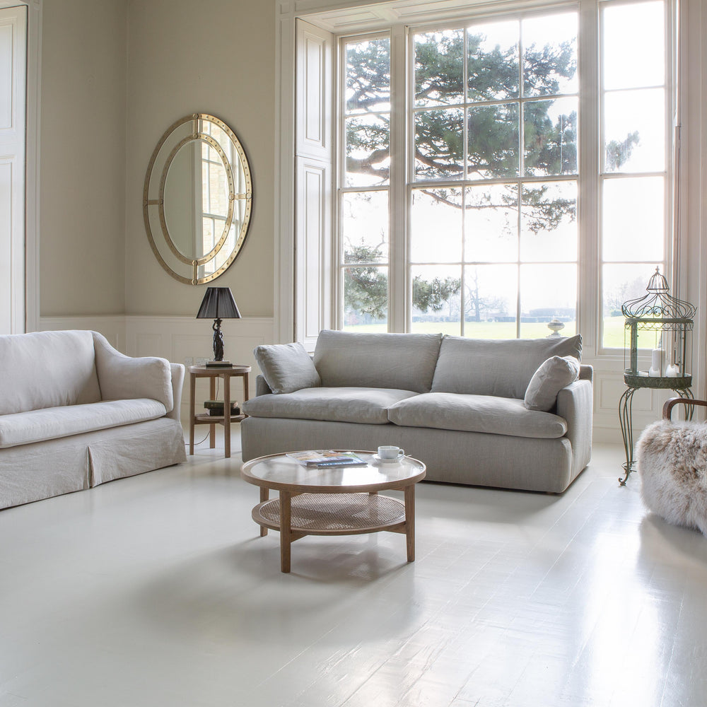 Carlo (Malone) Large 2 Seater Sofa in Beige Linen Fabric as Loose Cover