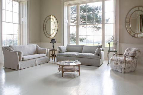 Carlo (Malone) Large 2 Seater Sofa in Beige Linen Fabric as Loose Cover