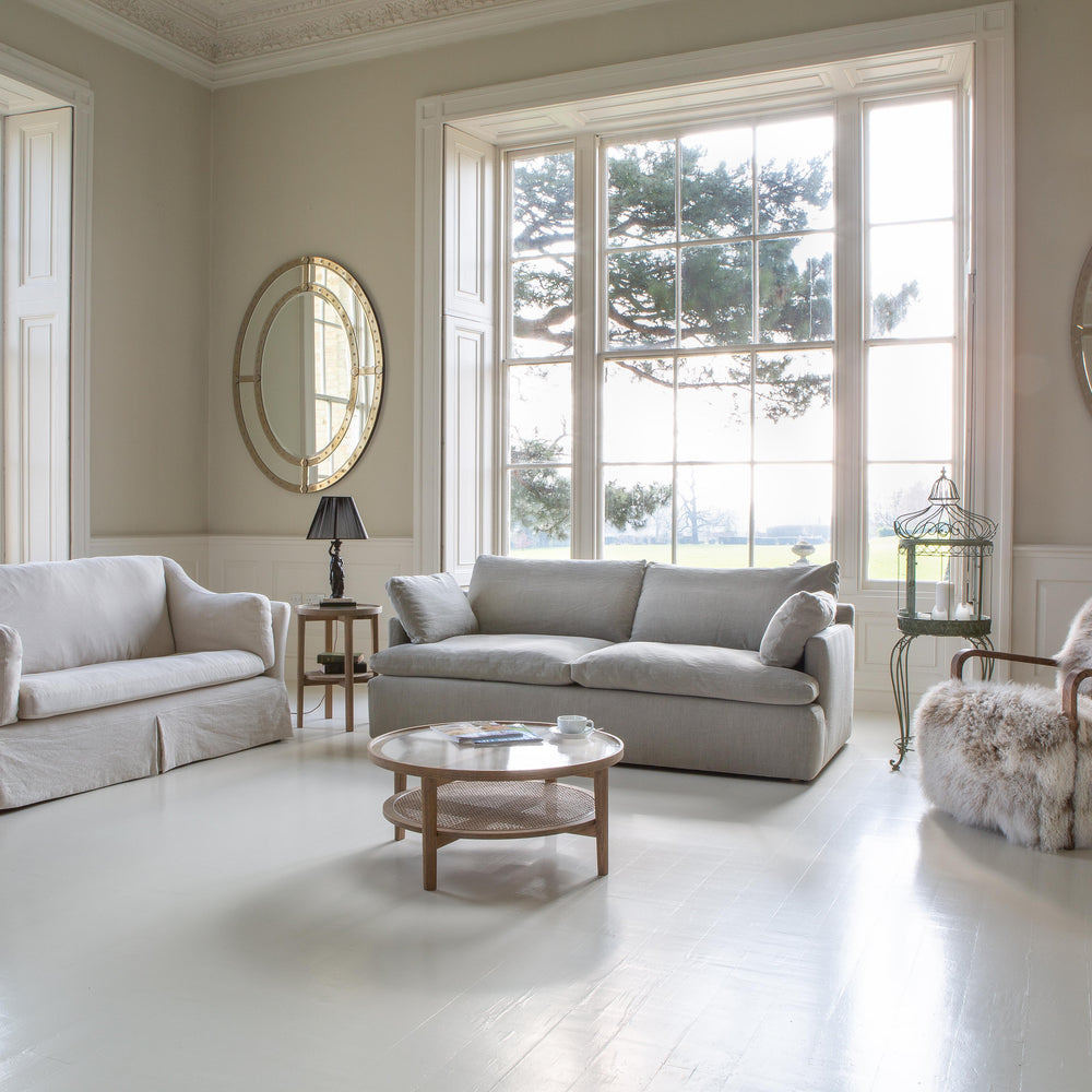 Carlo (Malone) Large 2 Seater Sofa in Beige Linen Fabric as Loose Cover