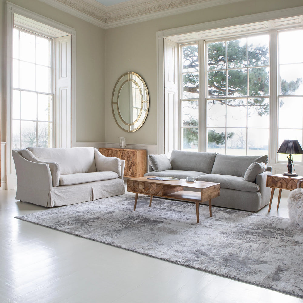 Carlo (Malone) Large 2 Seater Sofa in Beige Linen Fabric as Loose Cover