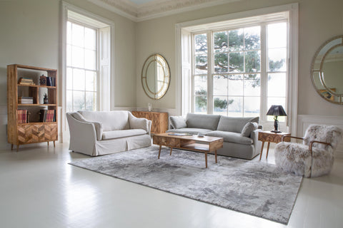 Carlo (Malone) Large 2 Seater Sofa in Beige Linen Fabric as Loose Cover