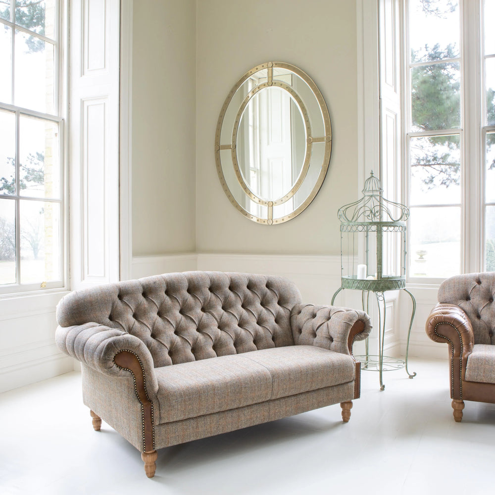 Haworth 2 seater Sofa in Hunting Lodge Tweed with Medium Oak Legs New 2024