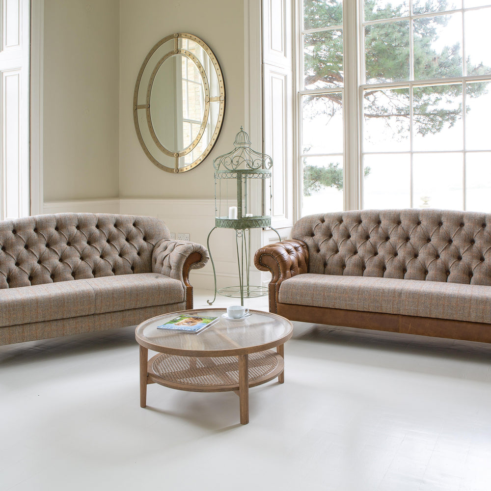 Haworth 2 seater Sofa in Hunting Lodge Tweed with Medium Oak Legs New 2024