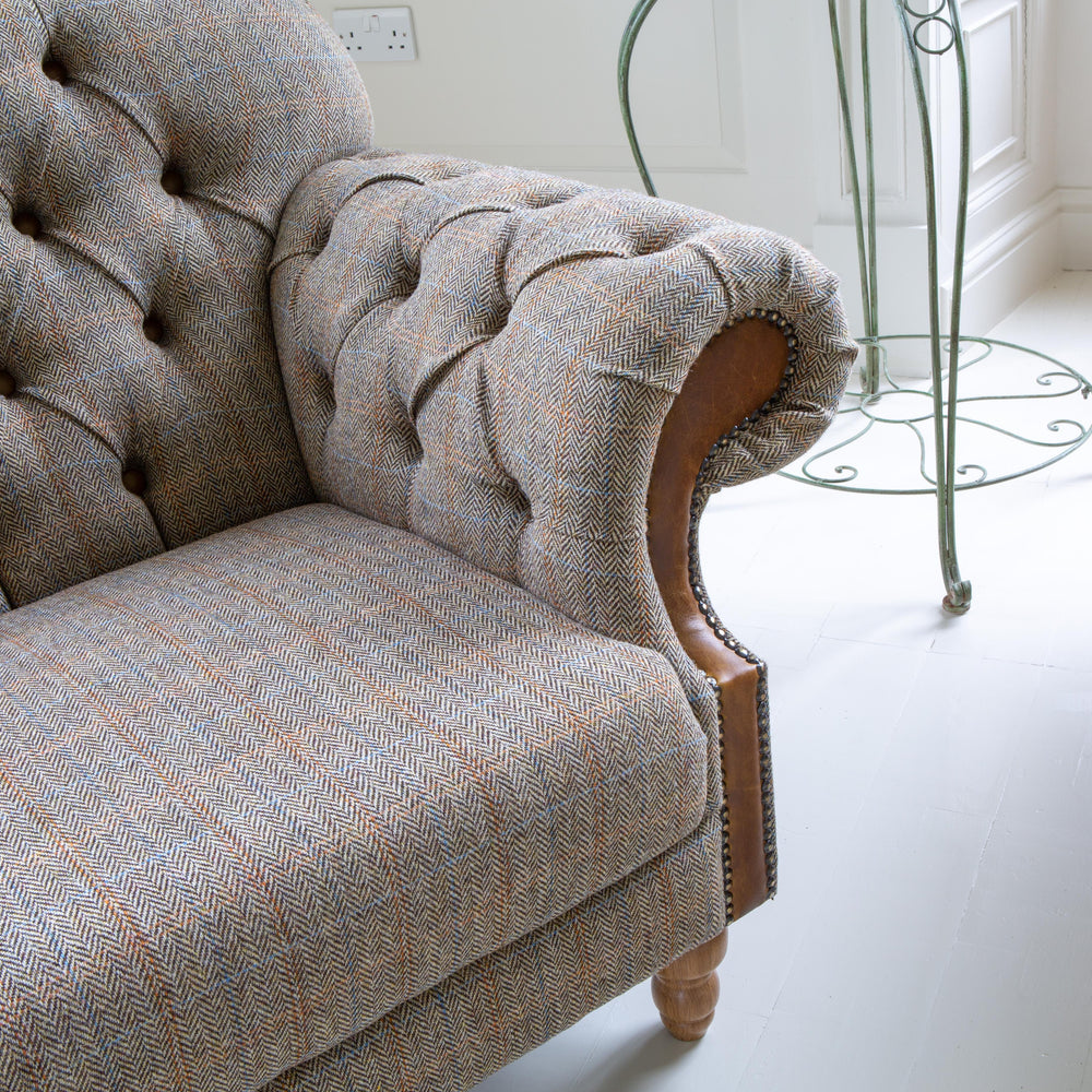 Haworth 2 seater Sofa in Hunting Lodge Tweed with Medium Oak Legs New 2024