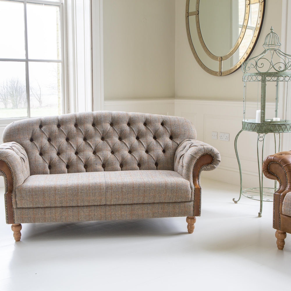 Haworth 2 seater Sofa in Hunting Lodge Tweed with Medium Oak Legs New 2024