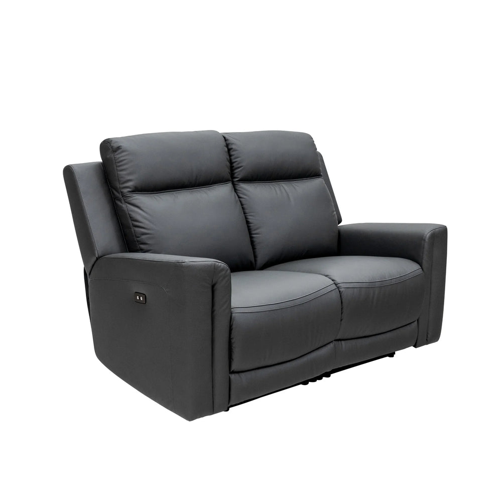 Charcoal Leather Electric 2-Seater Recliner Sofa for Ultimate Comfort