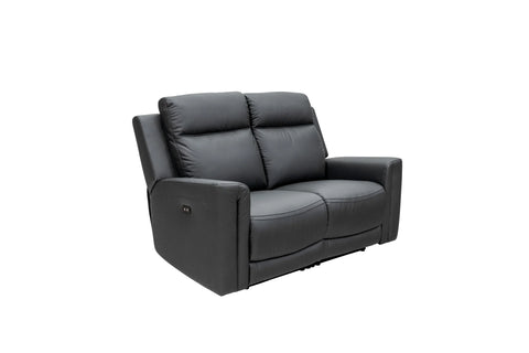 Charcoal Leather Electric 2-Seater Recliner Sofa for Ultimate Comfort
