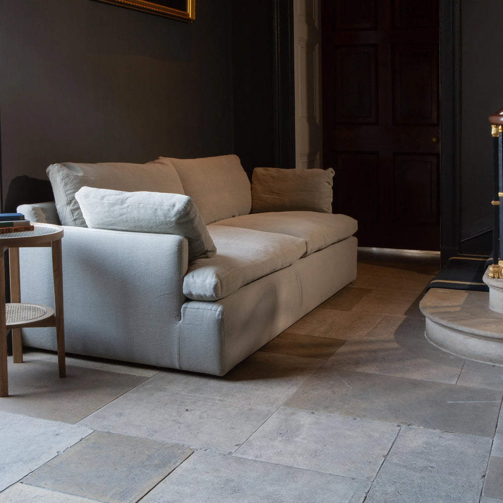 Ronnie 2 Seater Sofa in Khaki Linen Fabric