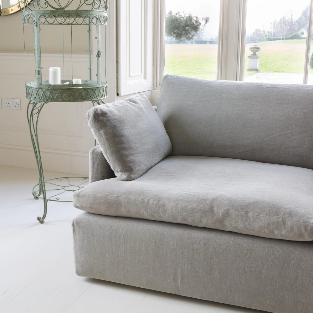 Ronnie 2 Seater Sofa in Khaki Linen Fabric