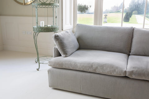 Ronnie 2 Seater Sofa in Khaki Linen Fabric