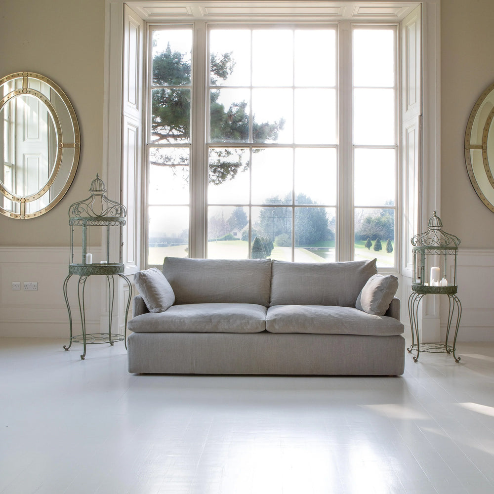 Ronnie 2 Seater Sofa in Khaki Linen Fabric