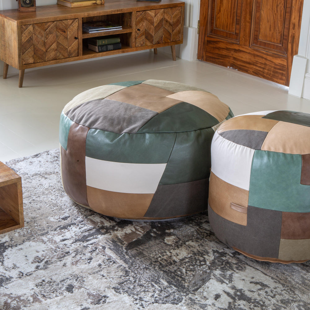 Soho Round Small Ottoman Patchwork Stool