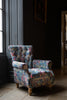Westminster Armchair in printed Blue Velvet