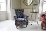 Westminster Armchair in printed Blue Velvet