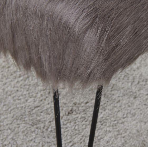 Faux Sheepskin Dressing Table Stool-Grey