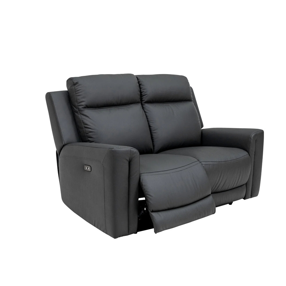 Charcoal Leather Electric 2-Seater Recliner Sofa for Ultimate Comfort