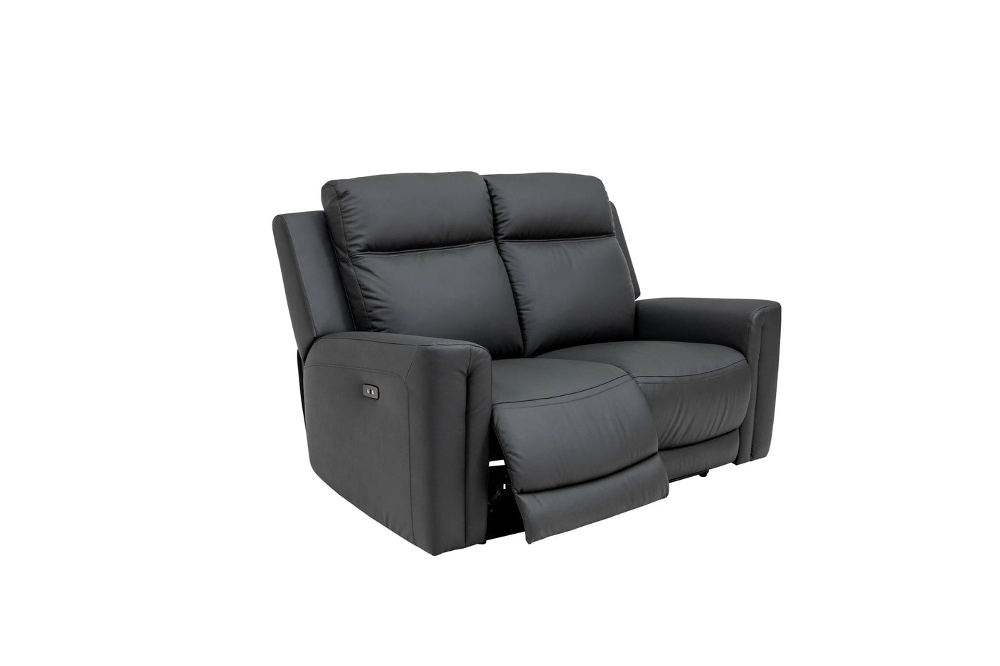 Charcoal Leather Electric 2-Seater Recliner Sofa for Ultimate Comfort