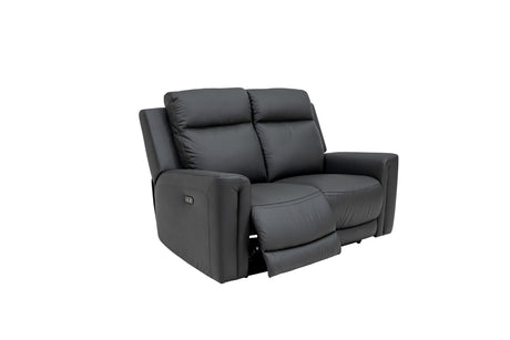 Charcoal Leather Electric 2-Seater Recliner Sofa for Ultimate Comfort
