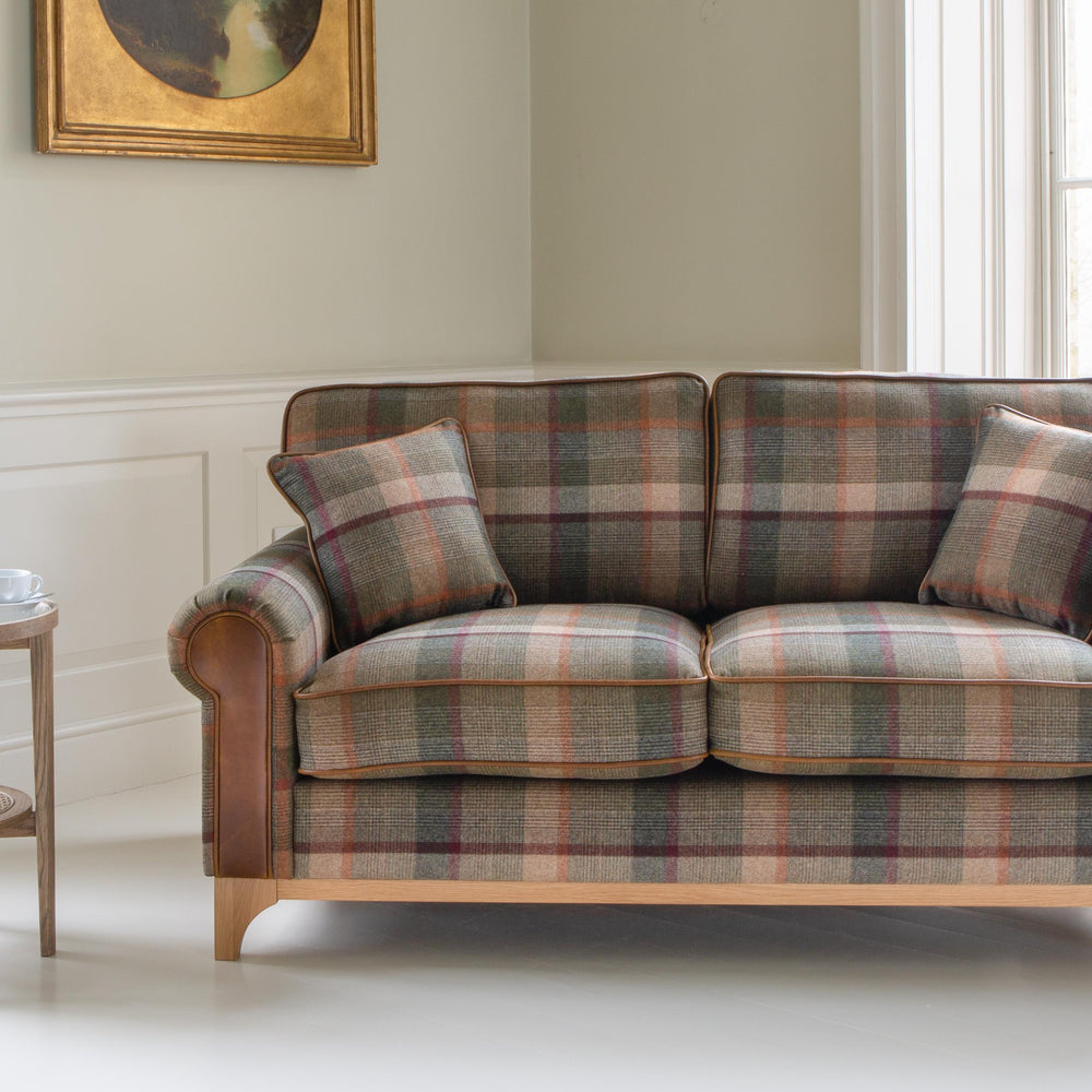 Winderwath 2 Seater Sofa Malham Green wool + Tan Leather