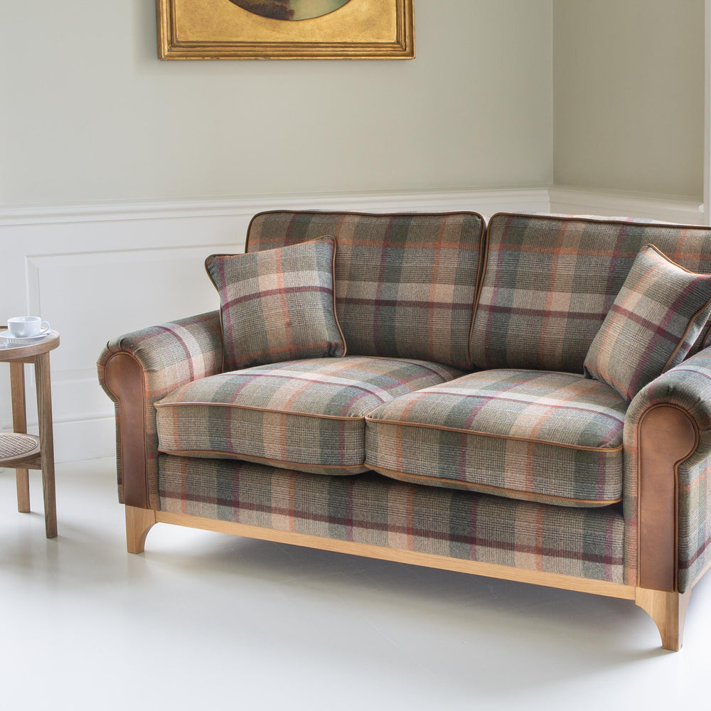 Winderwath 2 Seater Sofa Malham Green wool + Tan Leather