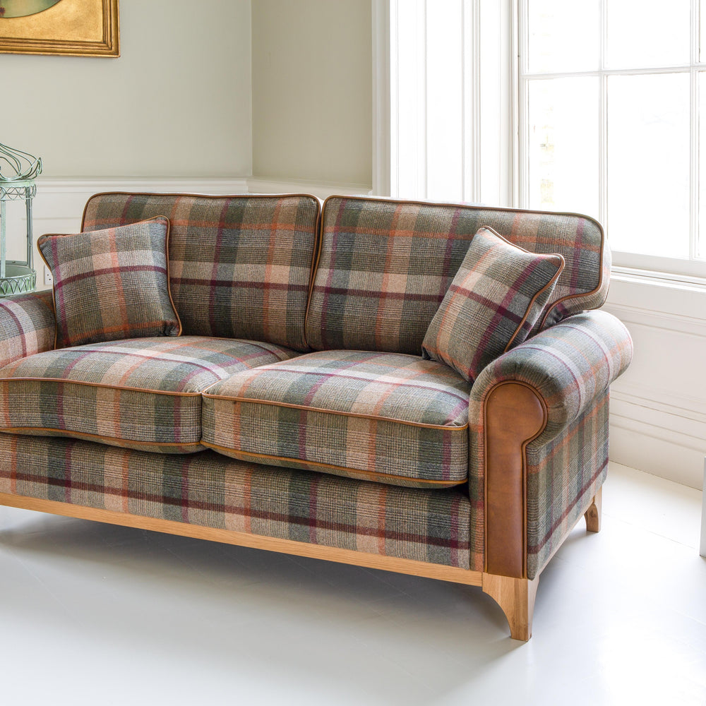 Winderwath 2 Seater Sofa Malham Green wool + Tan Leather