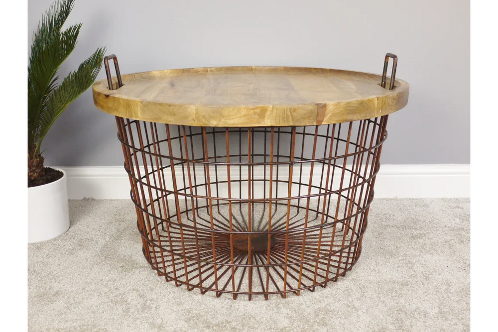 Basket With Wood Lid - 5868