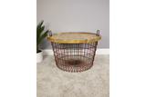 Basket With Wood Lid - 5868