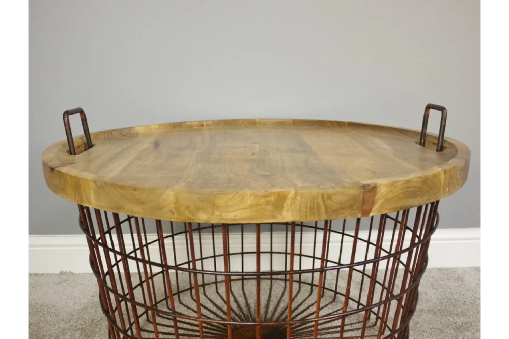 Basket With Wood Lid - 5868