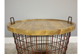 Basket With Wood Lid - 5868