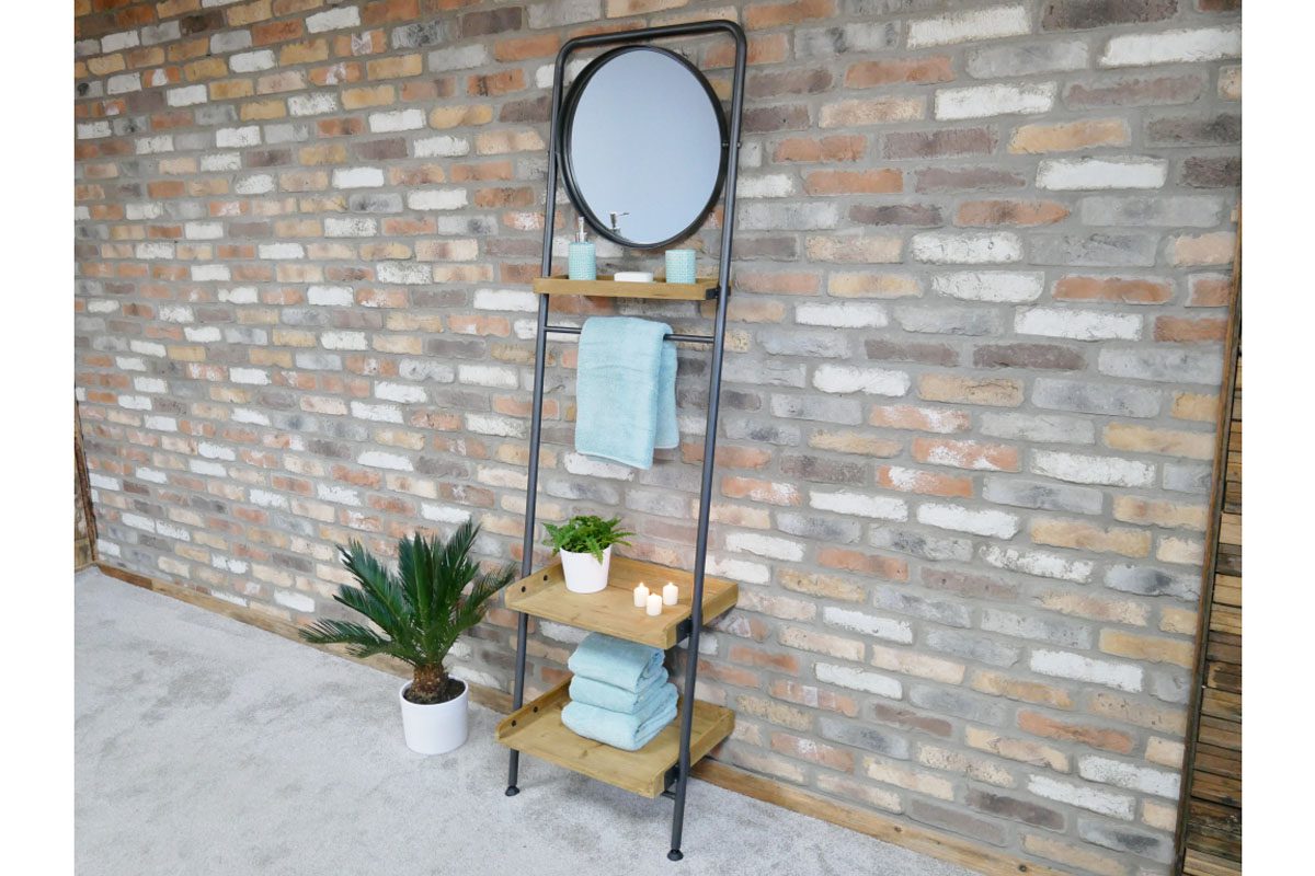 Industrial Shelves & Mirror