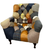 Bamford Club Patchwork Armchair Chair with Medium wood Legs