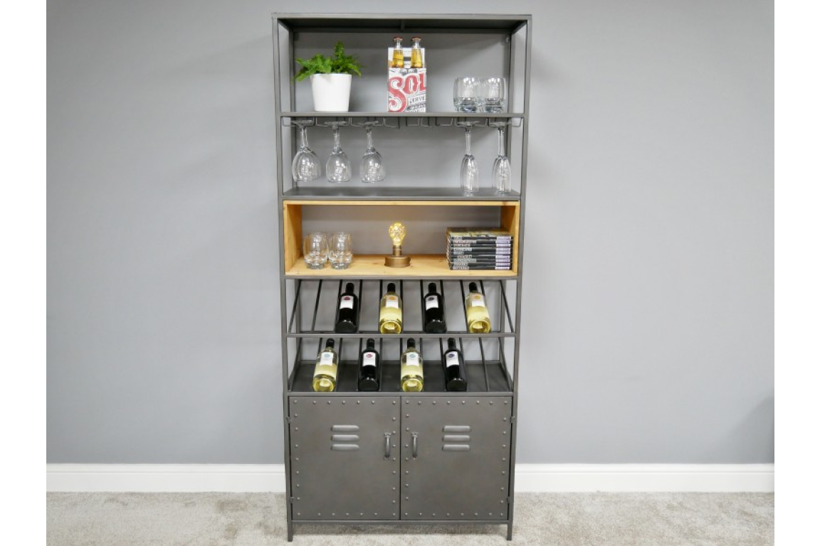 Retro Industrial Wine Cabinet - 5987