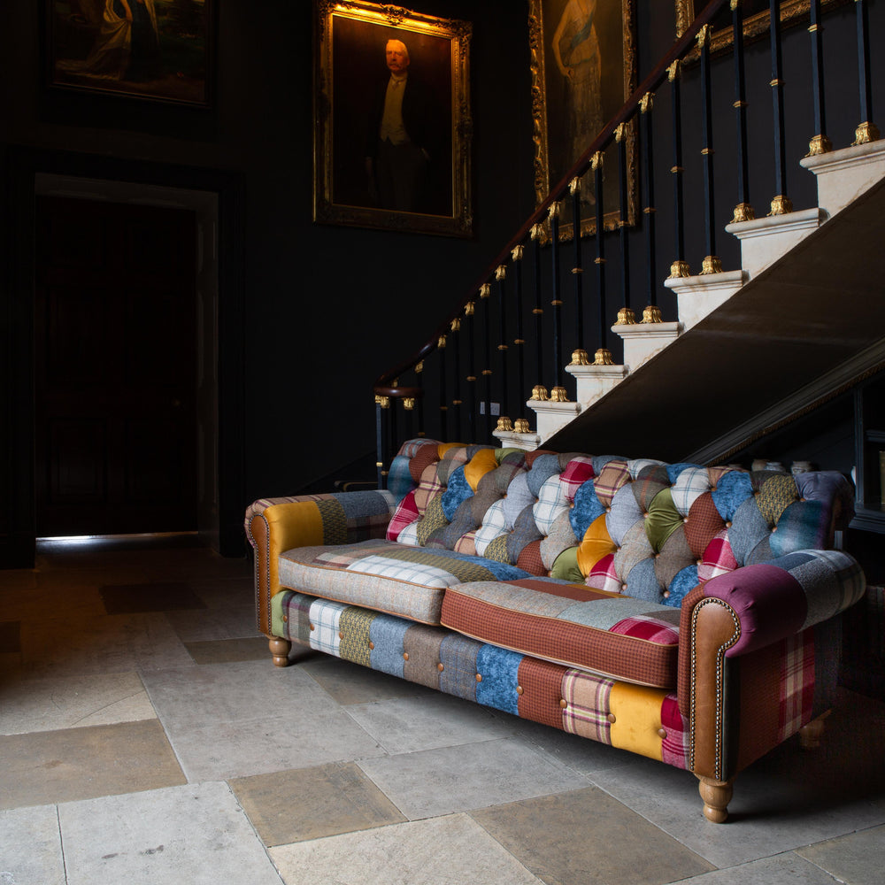 Dickinson Small 2 Str Sofa - in Patchwork & Tan Leather