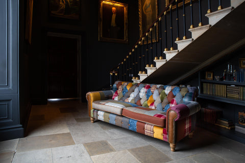 Dickinson Small 2 Str Sofa - in Patchwork & Tan Leather