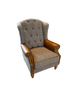 Westminster Wing Armchair in Harrington Tweed (Fellwood Lodge) and Tan Leather Trims