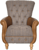 Westminster Armchair in Harrington Tweed (Fellwood Lodge) and Tan leather Trims