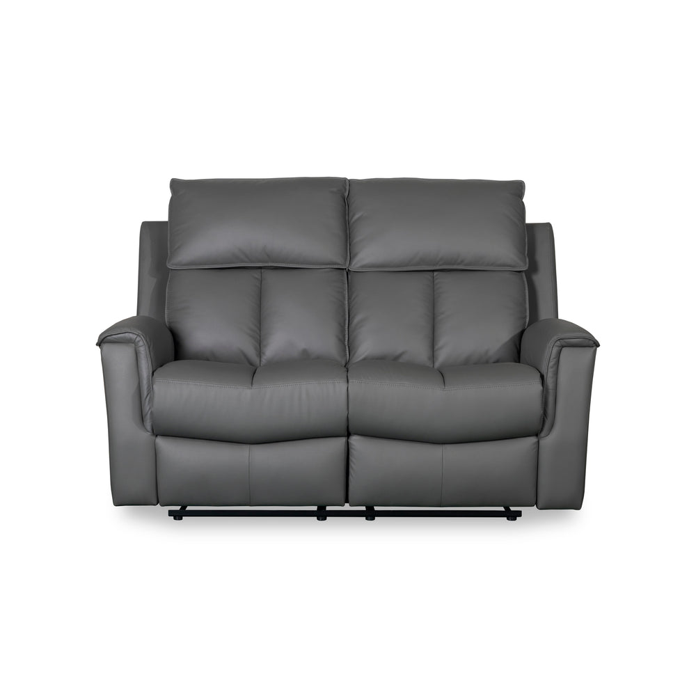 Bergamo Leather 2 Seater Recliner Sofa-Dark Grey