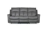 Bergamo Leather 3 Seater Recliner Sofa-Dark Grey