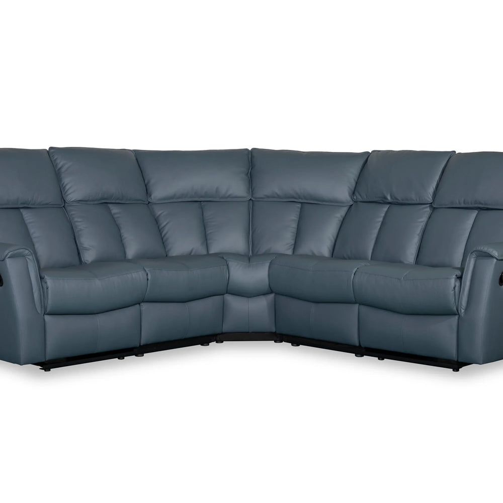 Bergamo Leather Recliner Corner Sofa-Blue Grey