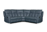 Bergamo Leather Recliner Corner Sofa-Blue Grey