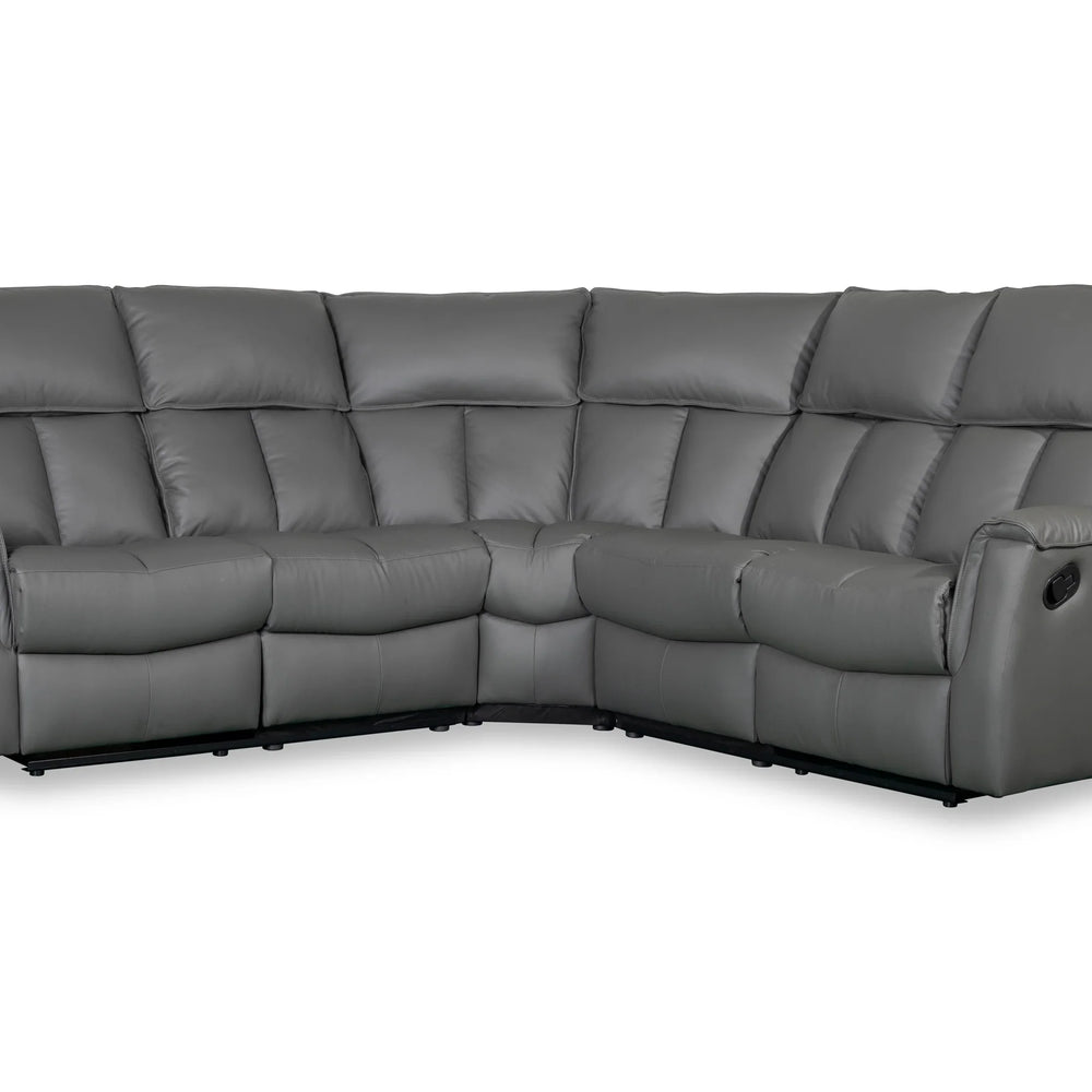 Bergamo Leather Recliner Corner Sofa-Dark Grey