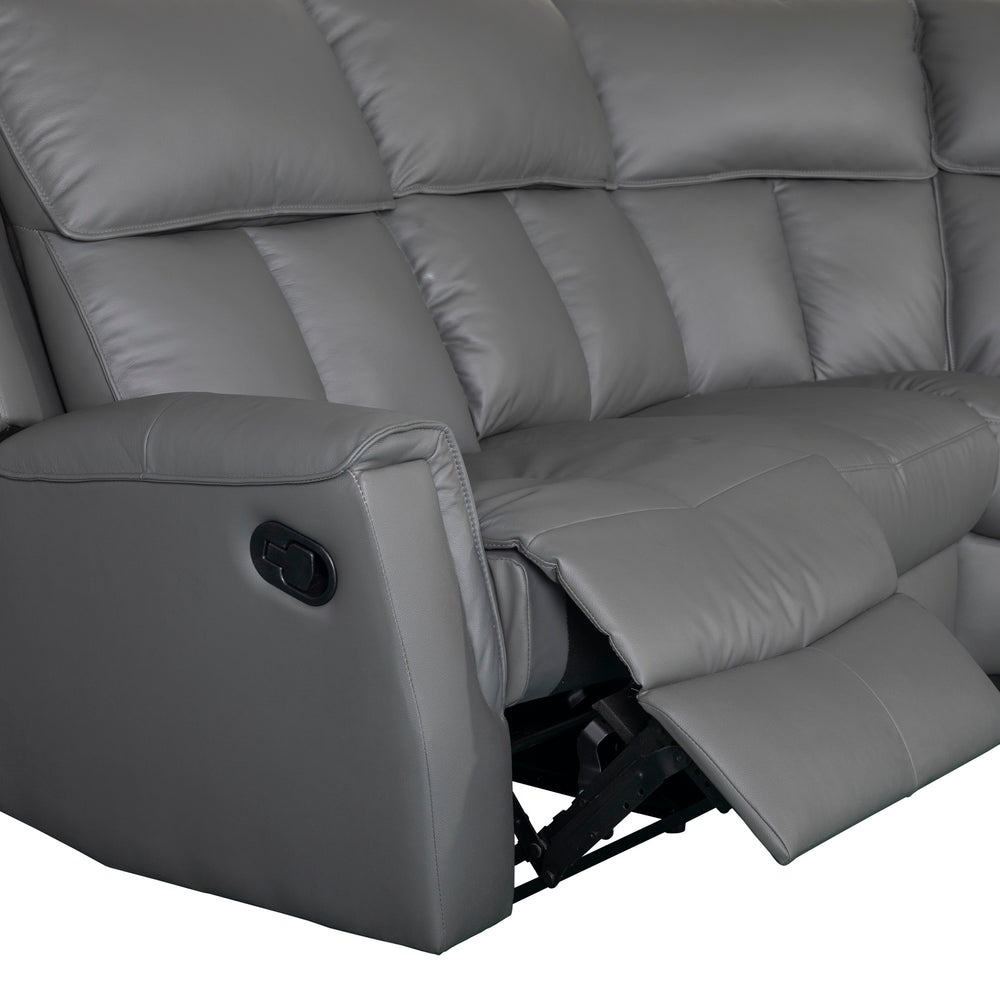 Bergamo Leather Recliner Corner Sofa-Dark Grey