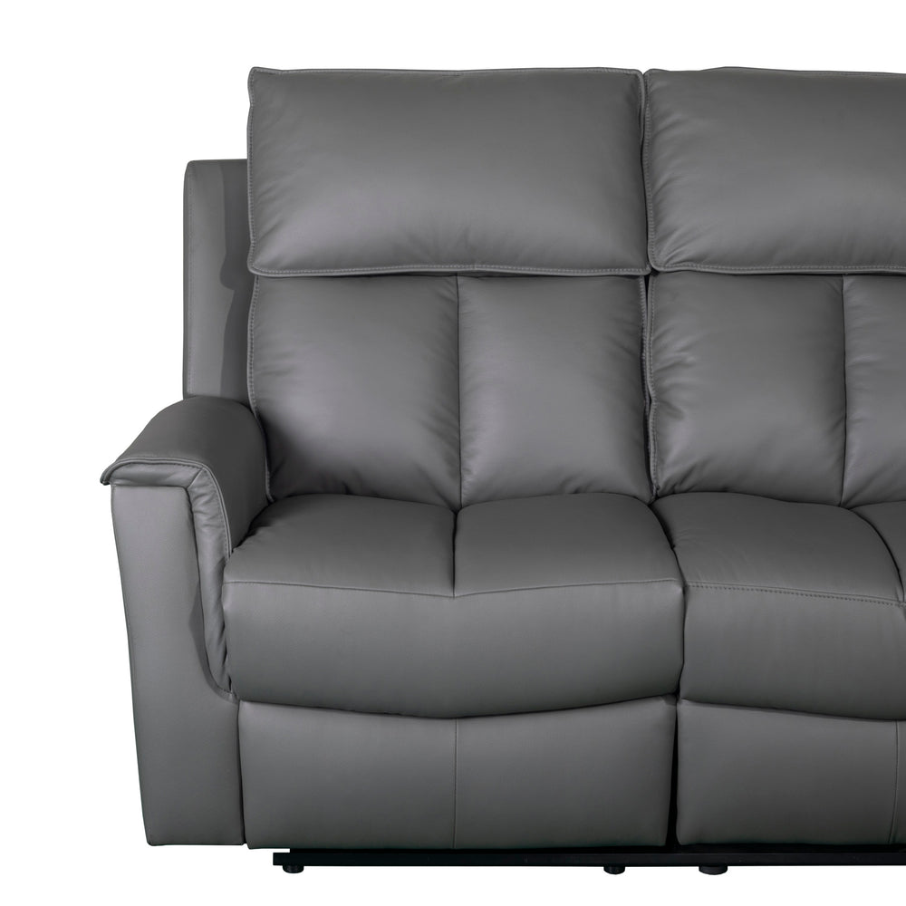 Bergamo Leather Recliner Corner Sofa-Dark Grey