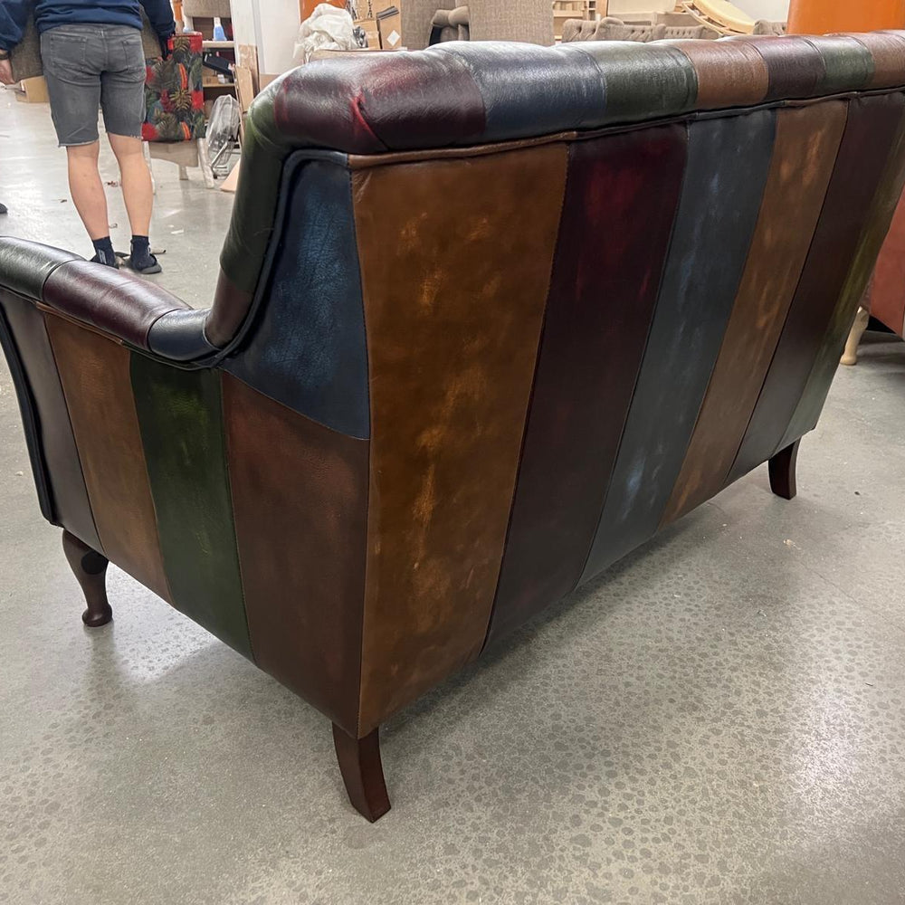 Litton Rub-Off Leather Patchwork 2 Seater Sofa