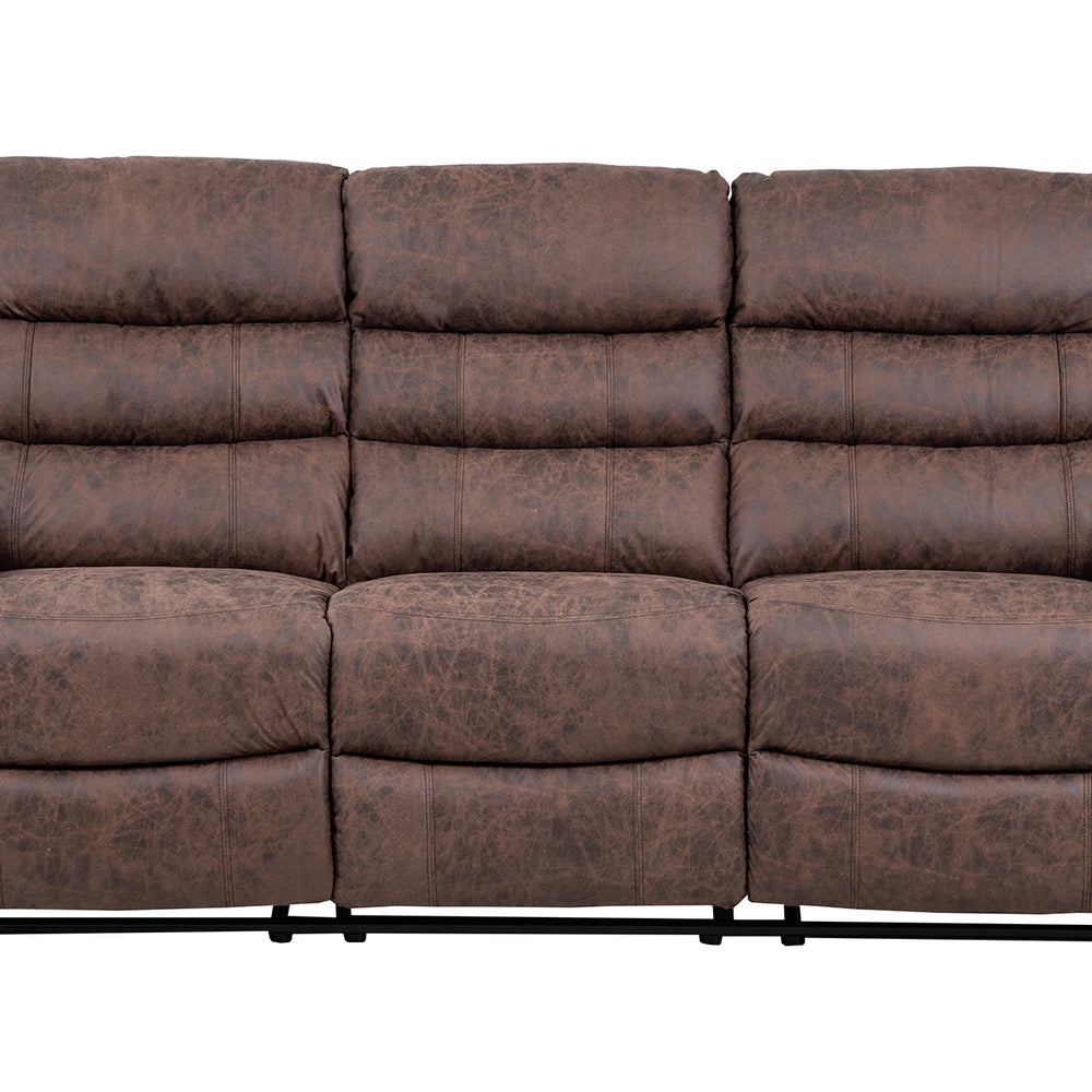 Taylor 3 Seater Recliner-Leather Air-Antique Brown Rub Off